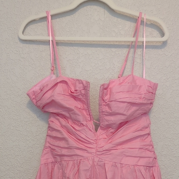 Hello Molly Dipped in Love pink ombre midi sleeveless plunge neckline dress - Picture 9 of 15